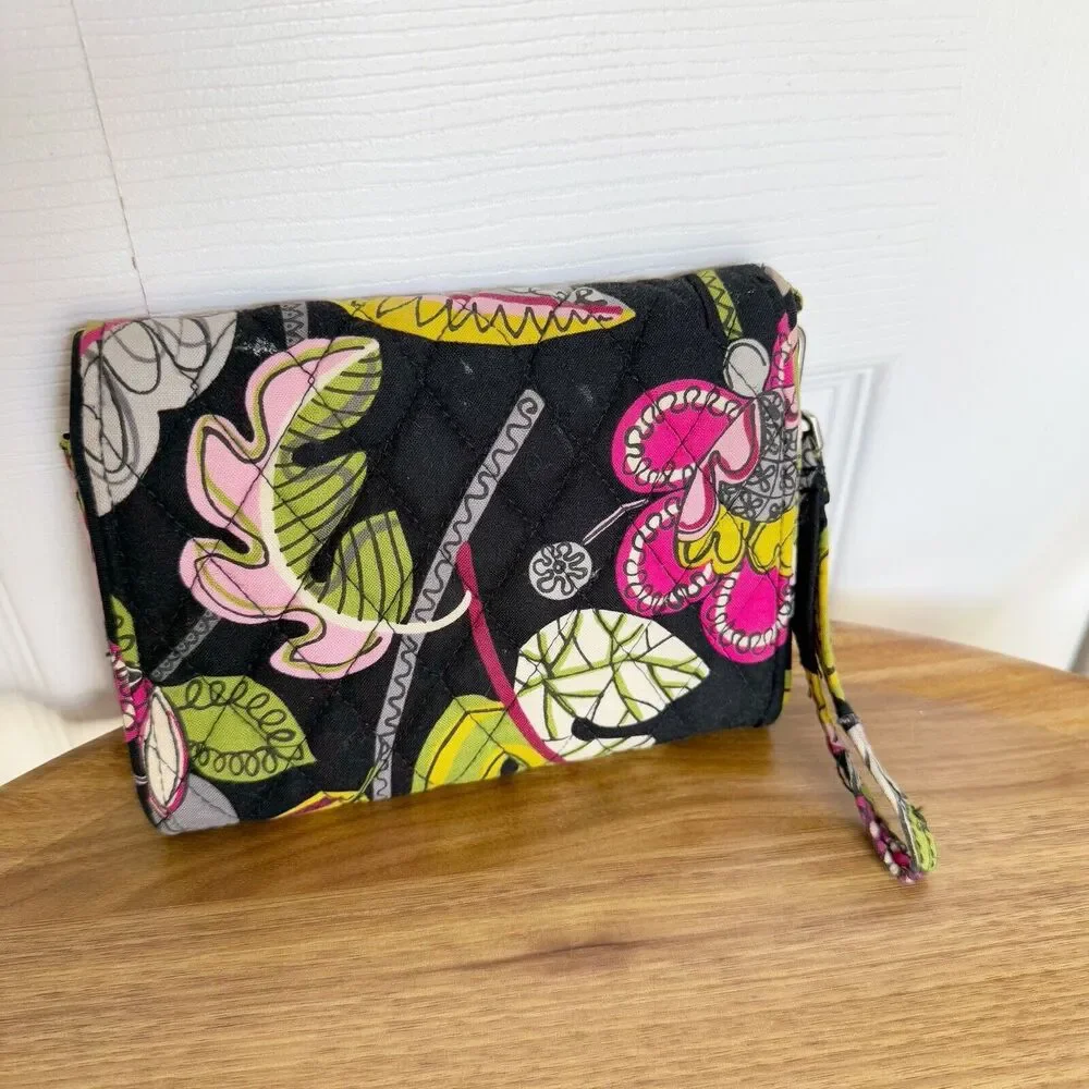 Vera Bradley Twist locks Wristlet Wallet Black Multicolor